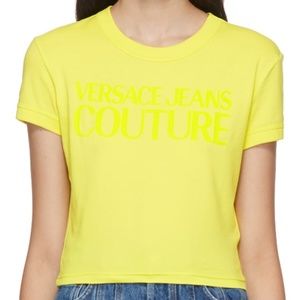 NWT Versace Jeans Couture Yellow Cropped T-shirt